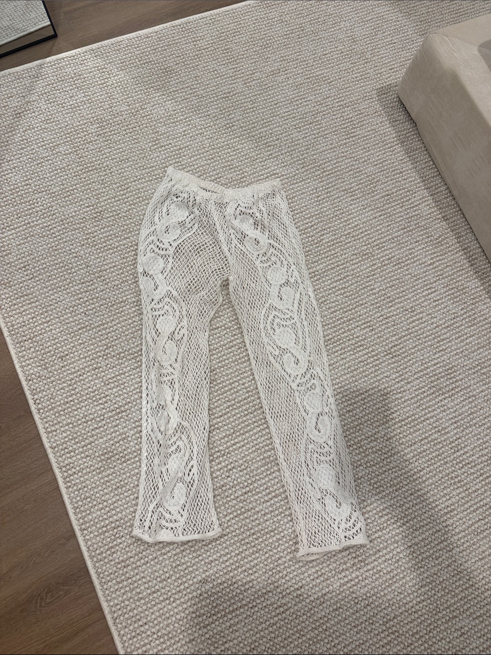 Zara White Crochet Flare Pants - Size S